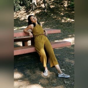 Back Beat Rags‎ Moss Green Organic Cotton High Neck Sleeveless Jumpsuit S…